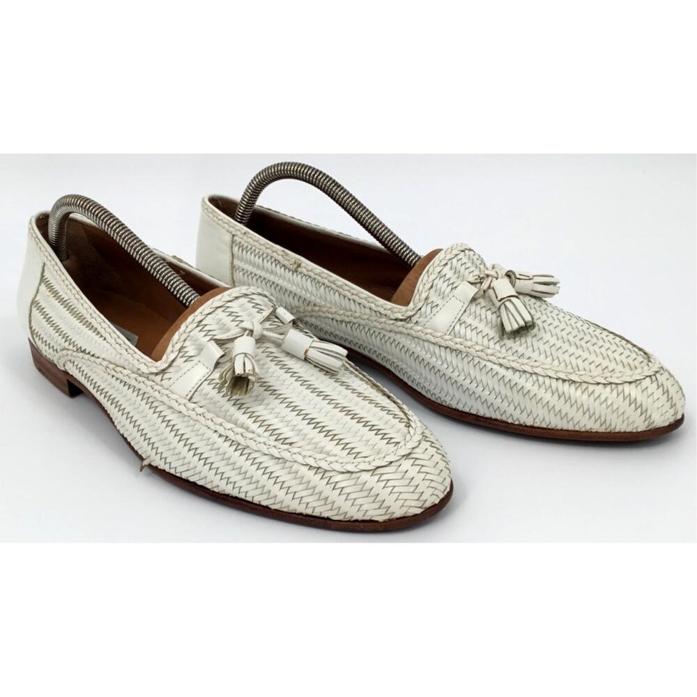 Vintage 1990s Bally Madrid Italy Woven Leather Tassel Loafers Men's 9.5M